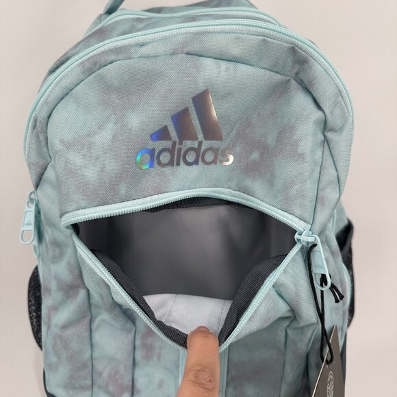 adidas Stratton II Backpack in Light Blue/Gray Large School Bag Fits 17" Laptop - Picture 10 of 13